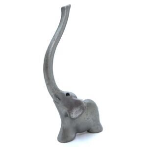 Small Pewter Elephant Figurine Trunk Up Lucky Mini Metal Animal 4" Tall Gift